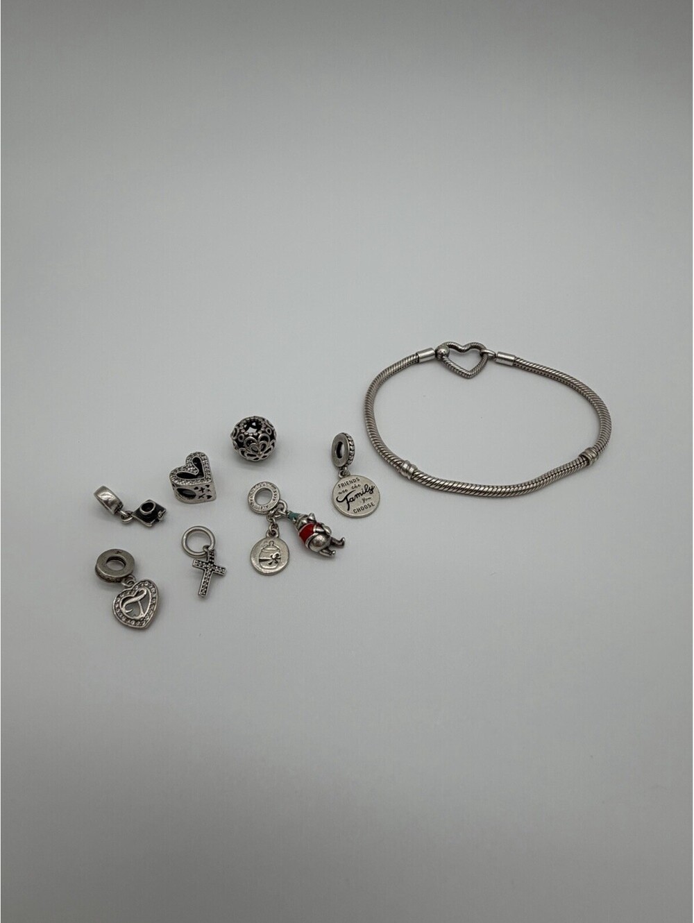 Pandora Sterling Silver Charm Bracelet with 7 Charms